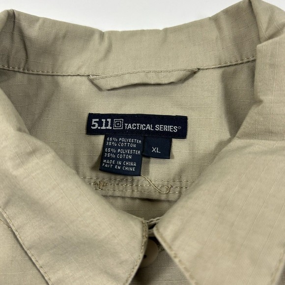 5.11 Tactical Series XL Button Up Work Long Sleeve Beige‎ Shirt - Picture 4 of 6